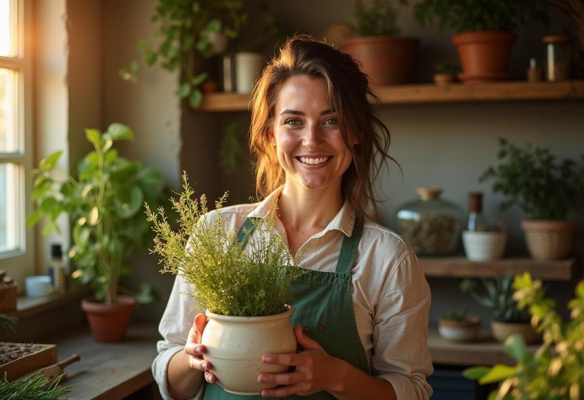 herboriste dans son atelier
